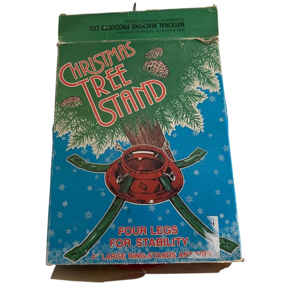 VTG MCM Real Christmas Tree Stand 4” Red Green National Machine Products Canada - Picture 8 of 17
